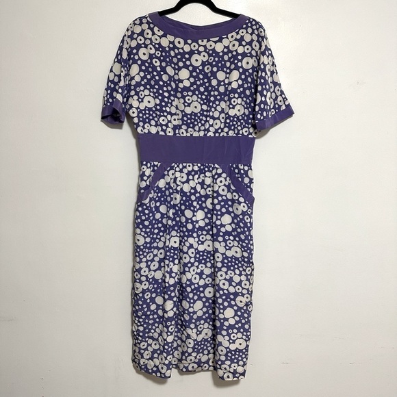 Vintage Neiman Marcus Silk Polka Dot Sheath Dress - Picture 1 of 6
